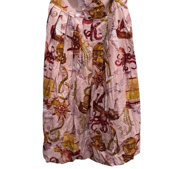 NWT Farm Rio Strappy Linen Maxi Dress Nautical Wonder Casual Beach Pink Sz XL - Picture 7 of 16